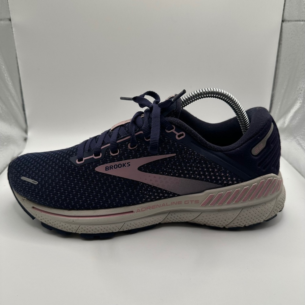 Brooks Adrenaline GTS 22 Running Shoes Womens 10 Navy Pink Stability Sneaker